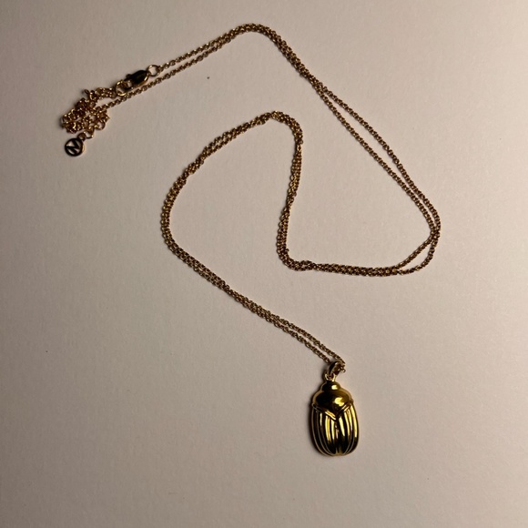 Mejuri Scarab Necklace 28" Chain Gold Vermeil Discontinued New With Box - Picture 2 of 5